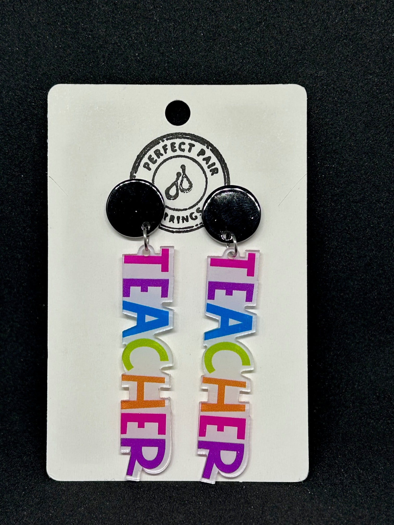 Acrylic "TEACHER" colorful Dangle