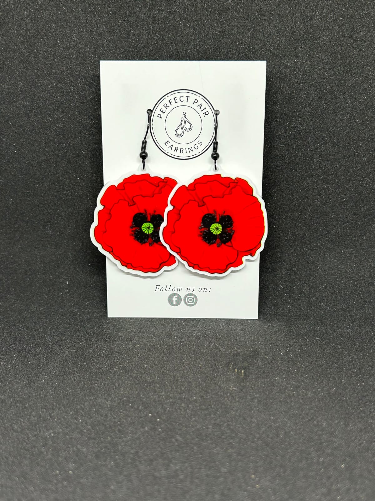 Red Poppies on Black Hooks