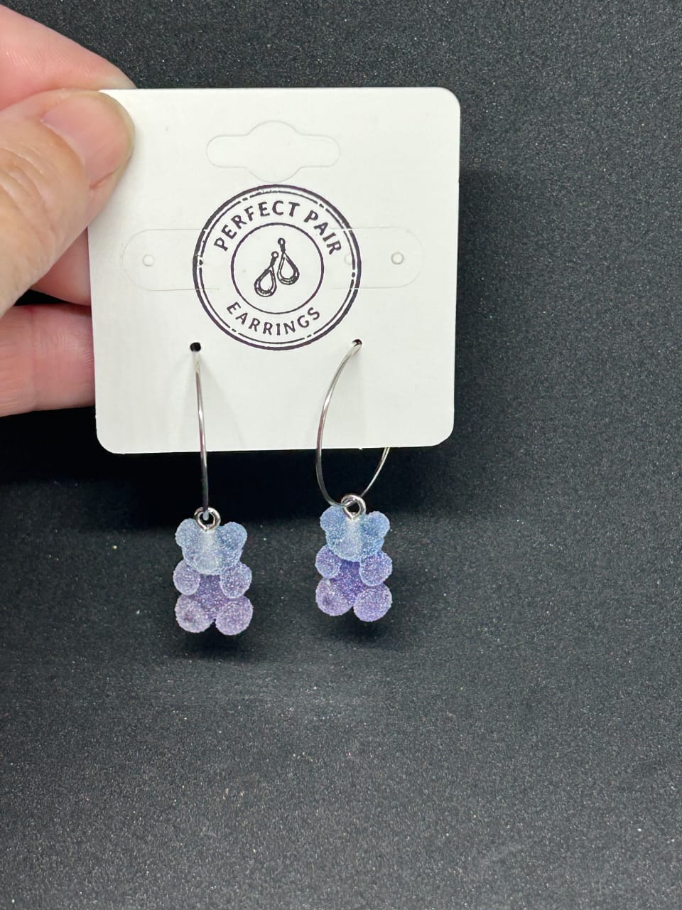 Gummy Bears on hoops - 2 tone FROSTED BLUE & PURPLE